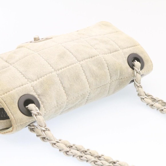 CHANEL Sports Line Choco Bar Double Chain Flap Shoulder Bag Gray CC Auth ai078A - Picture 6 of 10